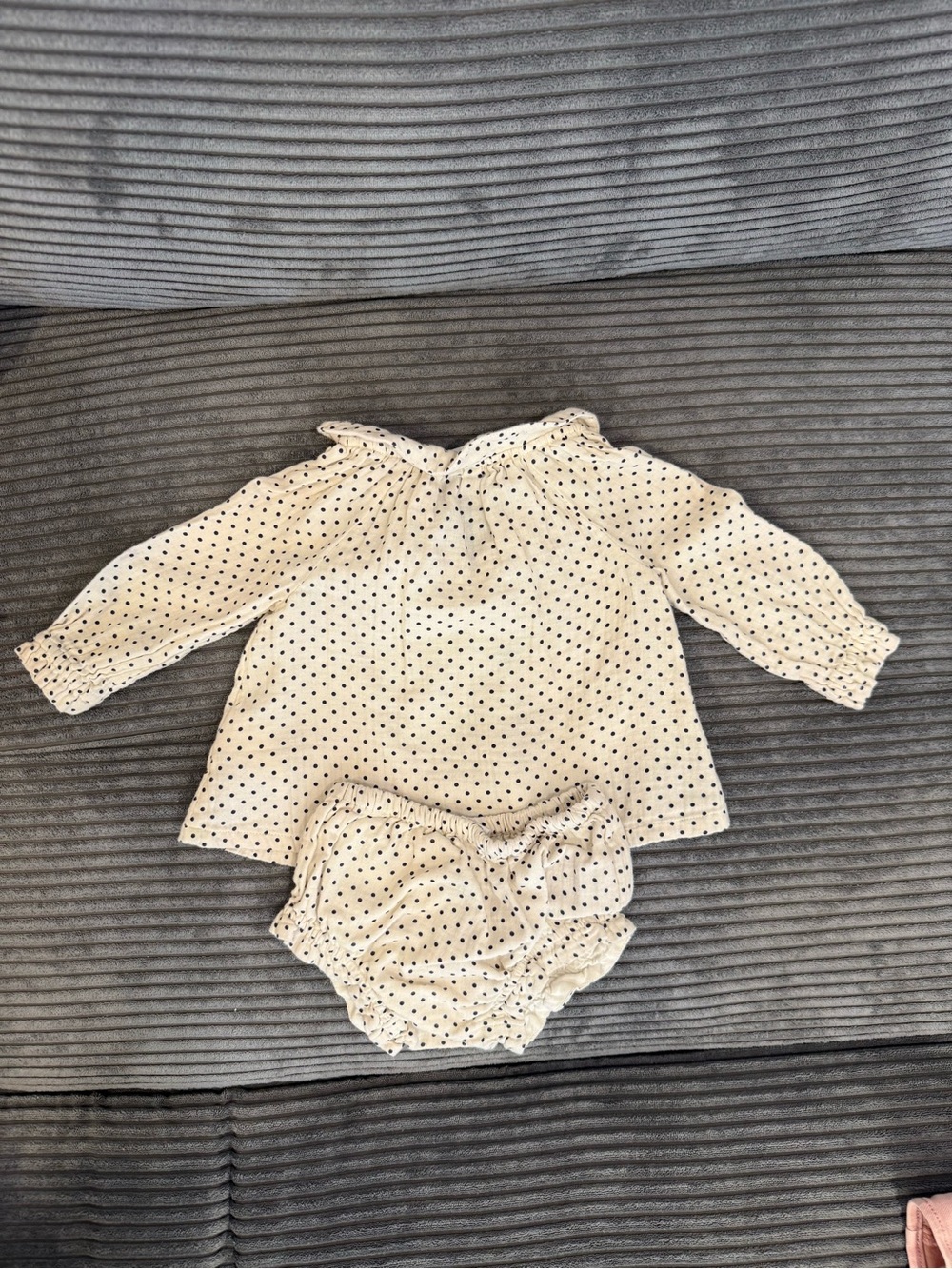 GAP Cream Long-Sleeve Top & Polka Dot Diaper Cover